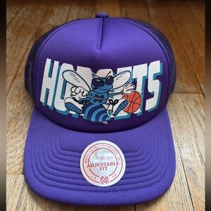 Charlotte Hornets Mitchell & Ness NBA Billboard Trucker Snapback Purple Blue
